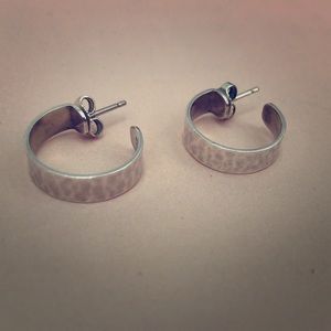 James Avery Hammered Metal Ear Post Hoops-Retired